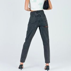 Bella Mom Jeans Butt Rip Black Denim